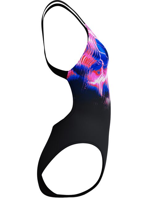 Speedo Placement Print Leaderback One Piece - Electro Static/Black