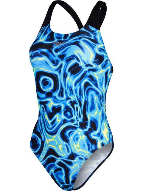 Speedo Powerback Speedo Powerback One Piece - Navy/Green/Lemon | Swimmer.com.au