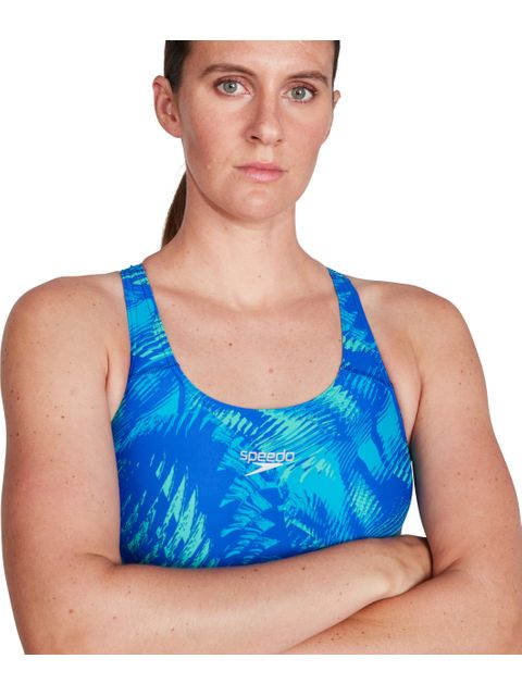 Speedo Allover Powerback One Piece - Blue Flame/Tile