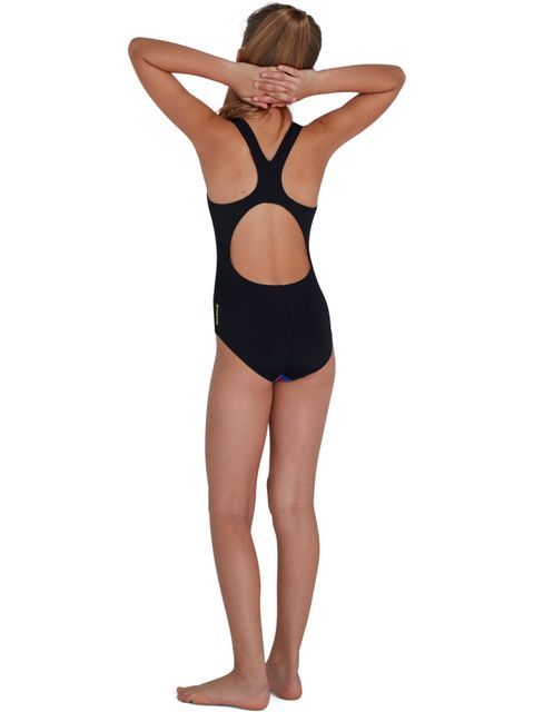 Speedo Digital Placement Splashback One Piece - Black/Acid/Lapis/Begonia