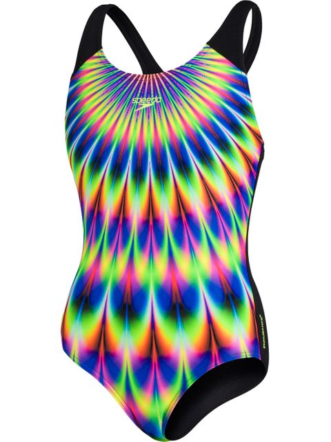 Speedo Digital Placement Splashback One Piece - Black/Acid/Lapis/Begonia