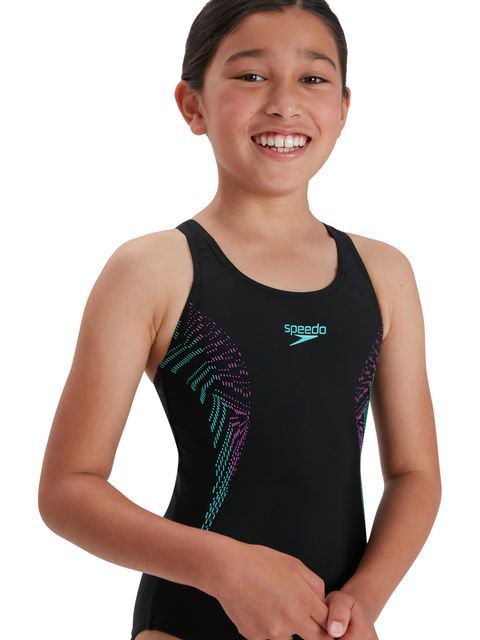 Speedo Muscleback One Piece  - Black/Neon Orchid