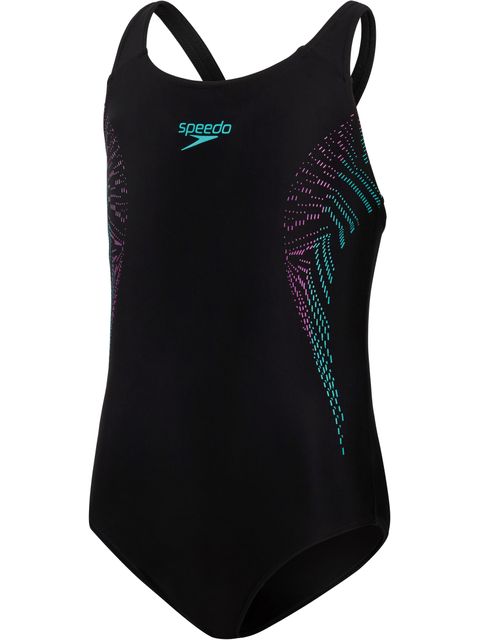 Speedo Muscleback One Piece  - Black/Neon Orchid