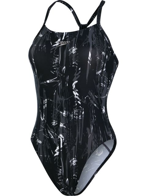 Speedo Allover Rippleback One Piece - Black/Charcoal