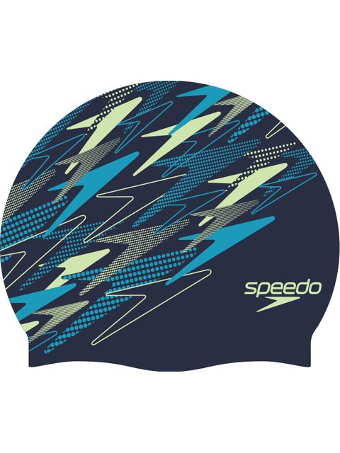 Speedo Slogan Printed Swim Cap - Techno Snake/Deep Sapphire