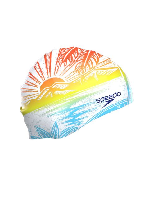 Speedo Printed Swim Cap - Volcanic Orange/Speedo Sunset