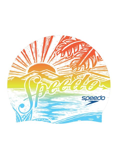 Speedo Printed Swim Cap - Volcanic Orange/Speedo Sunset