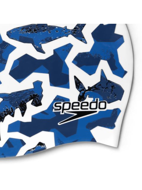 Speedo Junior Digital Printed Swim Cap - Chrome Blue/Ammonite