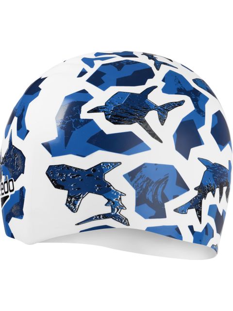 Speedo Junior Digital Printed Swim Cap - Chrome Blue/Ammonite