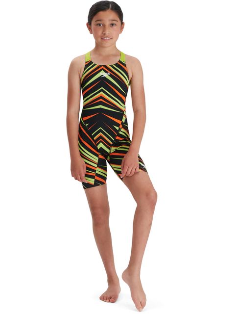 Speedo Fastskin Junior Endurance+ Openback Kneeskin - Black/Atomic Lime/Salso