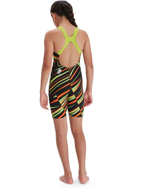 Speedo Fastskin Junior Endurance+ Openback Kneeskin - Black/Atomic Lime/Salso