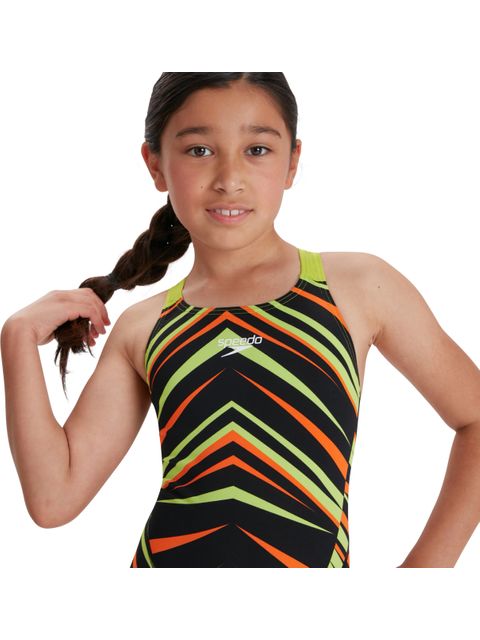 Speedo Fastskin Junior Endurance+ Openback Kneeskin - Black/Atomic Lime/Salso