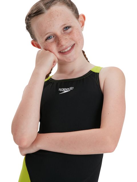 Speedo Fastskin Junior Endurance+ Openback Kneeskin - Black/Salso/Atomic Lime