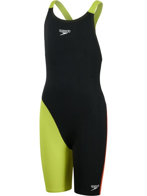 Speedo Fastskin Junior Endurance+ Openback Kneeskin - Black/Salso/Atomic Lime