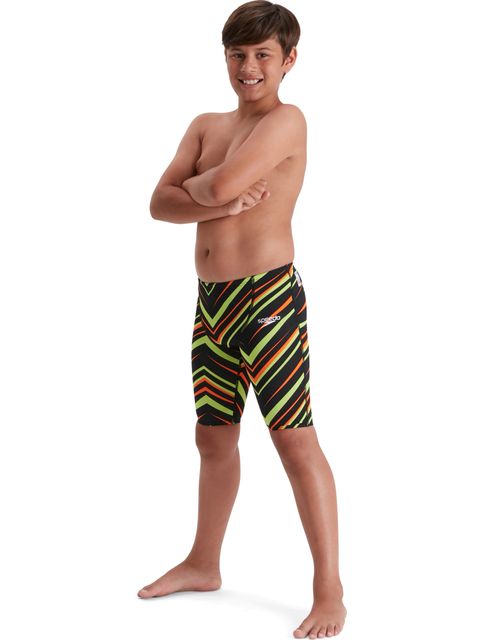 Speedo Fastskin Junior Endurance+ High Waisted Jammers - Black/Atomic Lime/Salso