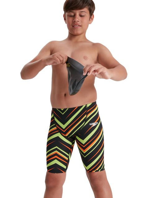 Speedo Fastskin Junior Endurance+ High Waisted Jammers - Black/Atomic Lime/Salso