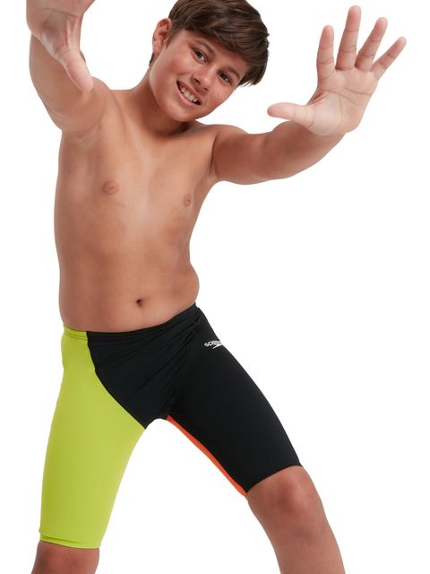 Speedo Fastskin Junior Endurance+ High Waisted Jammers - Black/Salso/Atomic Lime