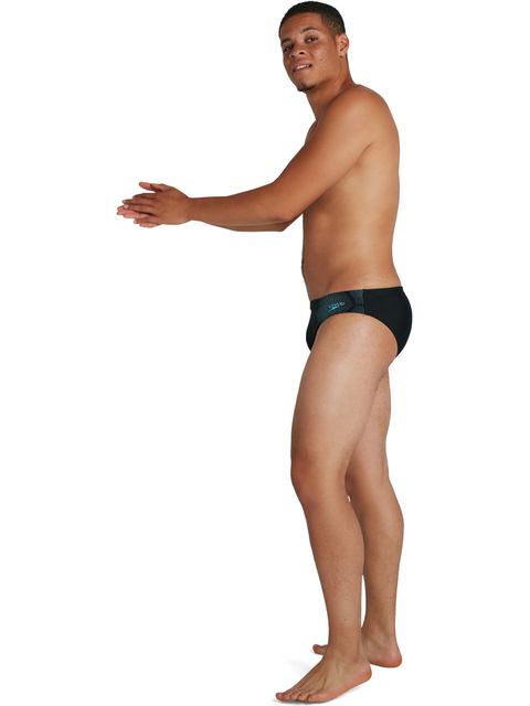 Speedo Tech Placement 7cm Briefs - Black/Light Adriatic