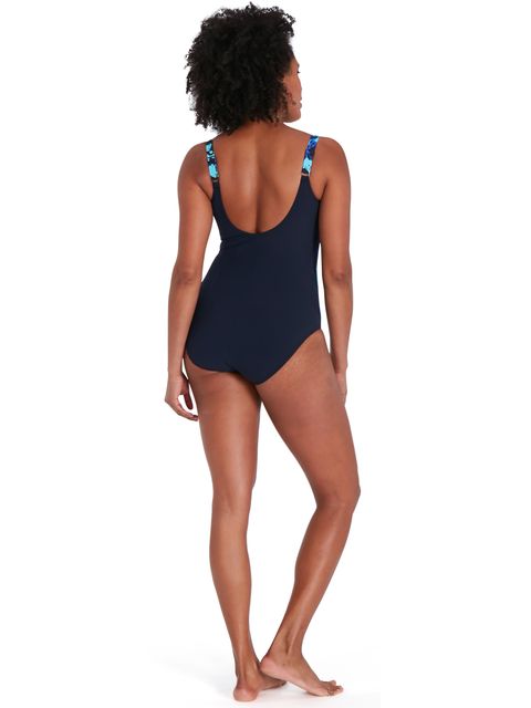 Speedo Luna Lustre Printed Shaping One Piece - Navy/Blue Flame