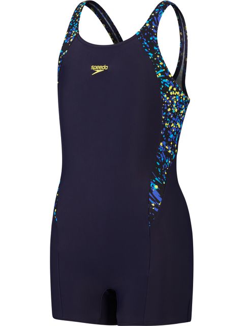 Speedo Leaderback Legsuit - Black/Cobalt/Lemon