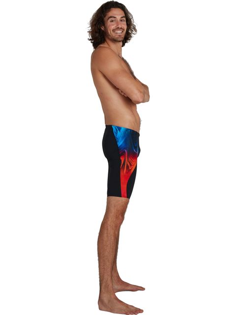 Speedo Digital Placement V-Cut Jammers - Black/Dragonfire Orange/Light Adriatic/Blue Flame