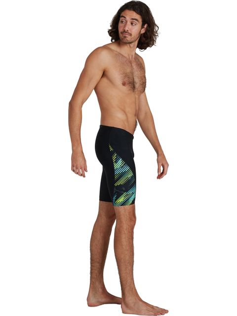 Speedo Allover V-Cut Jammers - Black/Light Adriatic/Acid/USA Charcoal