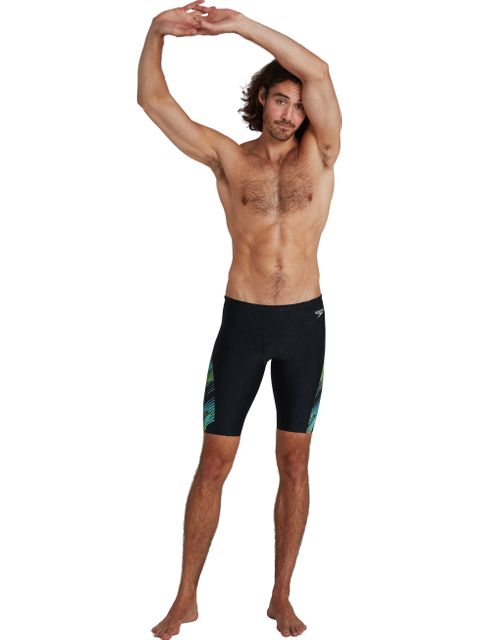 Speedo Allover V-Cut Jammers - Black/Light Adriatic/Acid/USA Charcoal