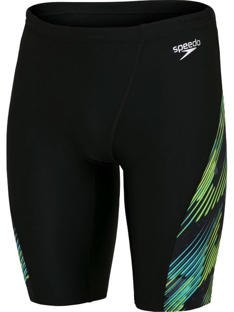 Speedo Allover V-Cut Jammers - Black/Light Adriatic/Acid/USA Charcoal
