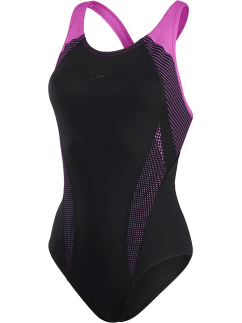 Speedo Laneback One Piece - Black/Neon Orchid