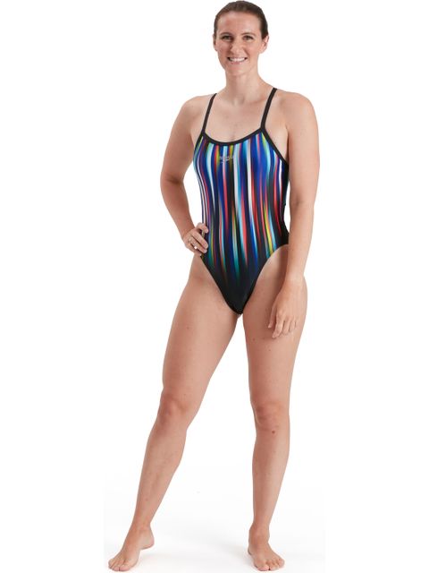 Speedo Turnback One Piece - Black/Multi
