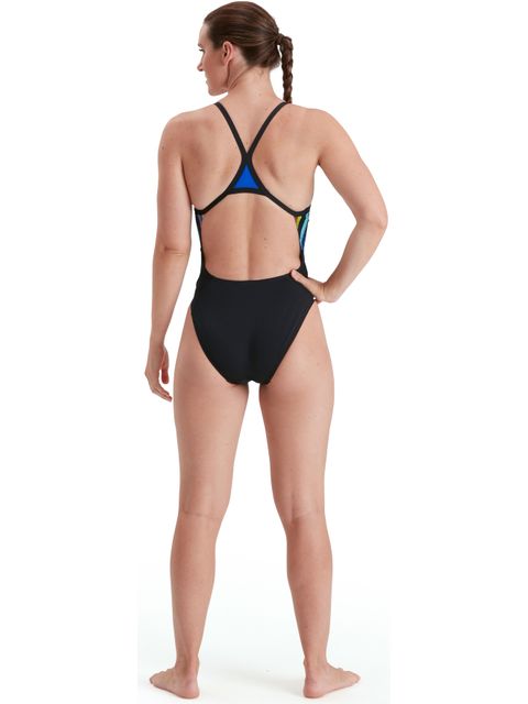 Speedo Turnback One Piece - Black/Multi