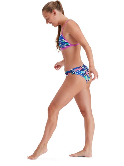 Speedo Cross Back Bikini Crop Top - Rainbow Ripple