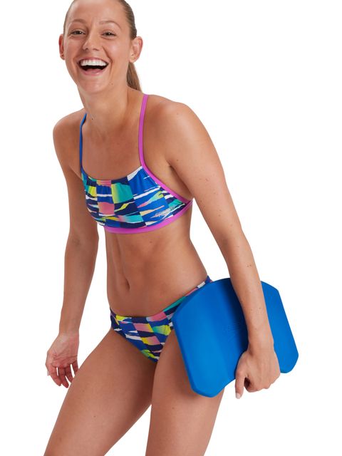 Speedo Cross Back Bikini Crop Top - Rainbow Ripple