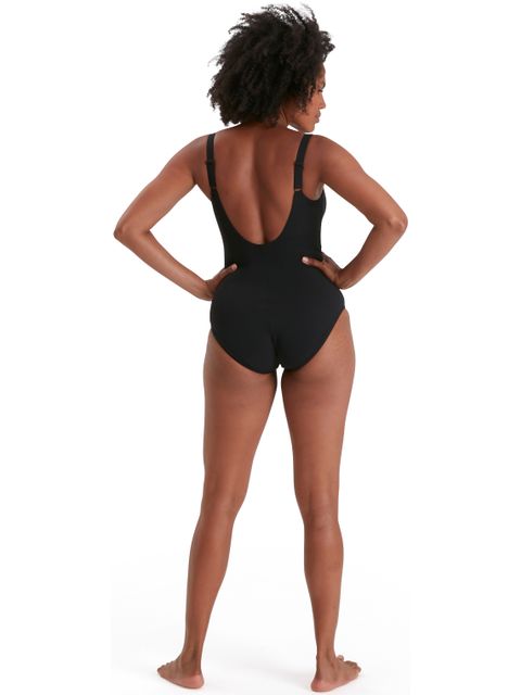 Speedo Contour Lustre Shaping One Piece - Black/Electric Pink/Harmony Blue