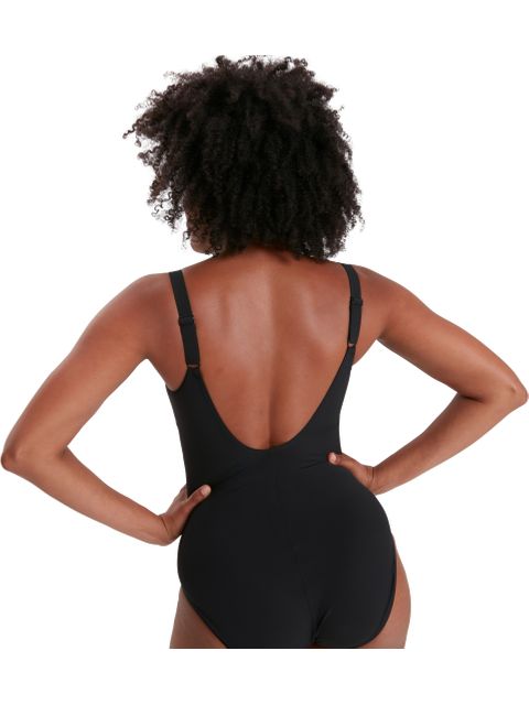 Speedo Contour Lustre Shaping One Piece - Black/Electric Pink/Harmony Blue