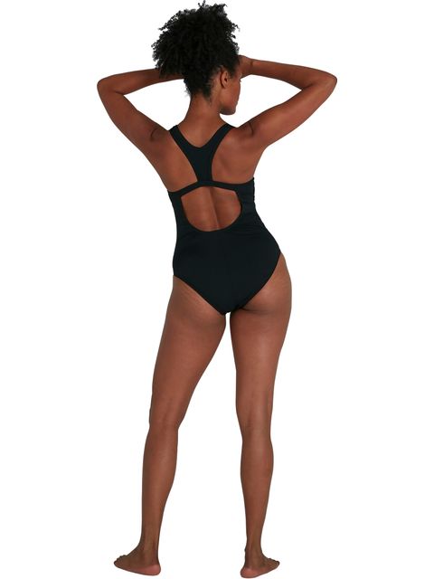 Speedo Boom Logo Placement Flyback One Piece - Black/Electric Pink