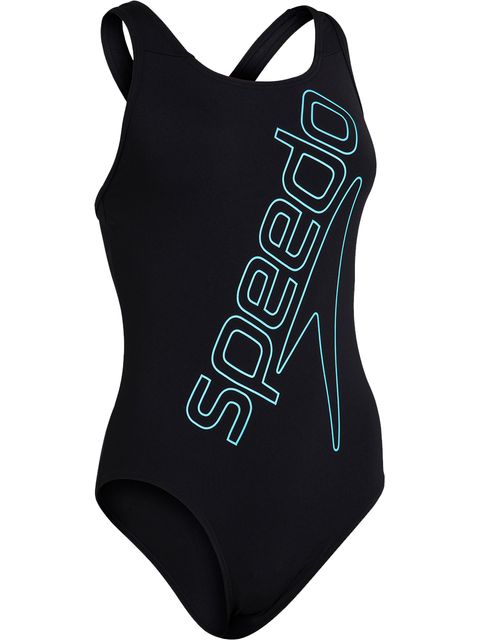 Speedo Boom Logo Placement Flyback One Piece - Black/Light Adriatic