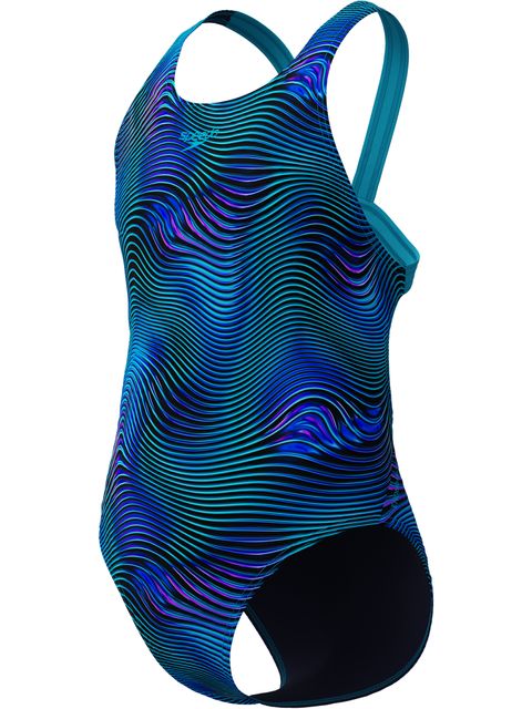 Speedo Allover Print Leaderback One Piece - Sapphire/Mayan Blue