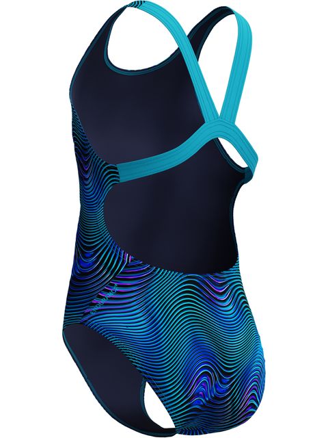 Speedo Allover Print Leaderback One Piece - Sapphire/Mayan Blue