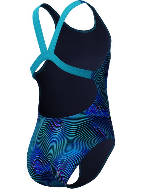 Speedo Allover Print Leaderback One Piece - Sapphire/Mayan Blue