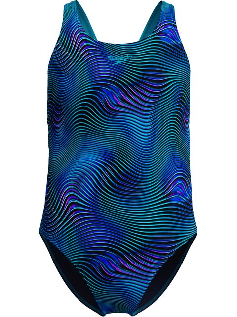 Speedo Allover Print Leaderback One Piece - Sapphire/Mayan Blue