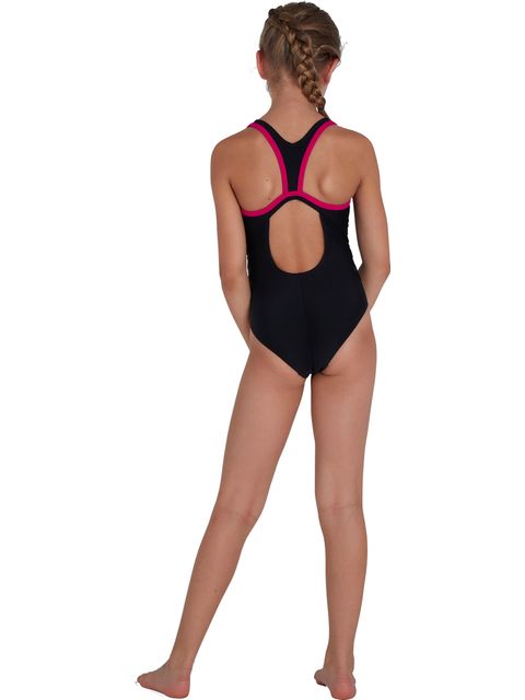 Speedo Boom Logo Placement Flyback One Piece - Black/Pink