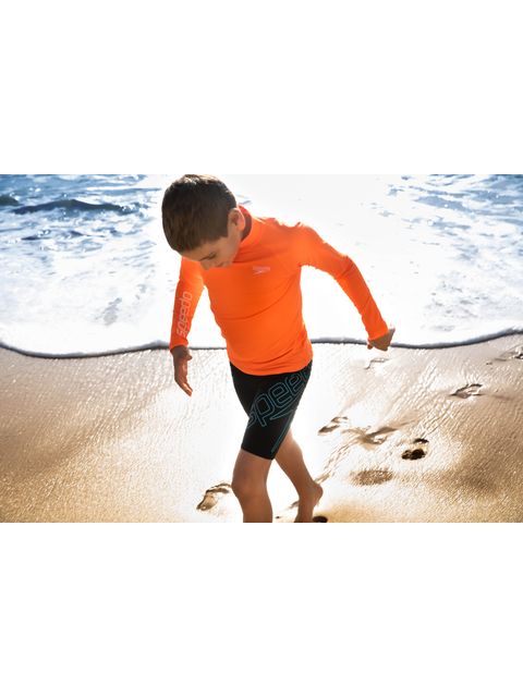 Speedo Boom Logo Placement Jammers - Boys/Black/Light Adriatic