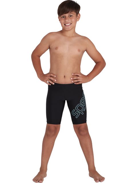 Speedo Boom Logo Placement Jammers - Boys/Black/Light Adriatic