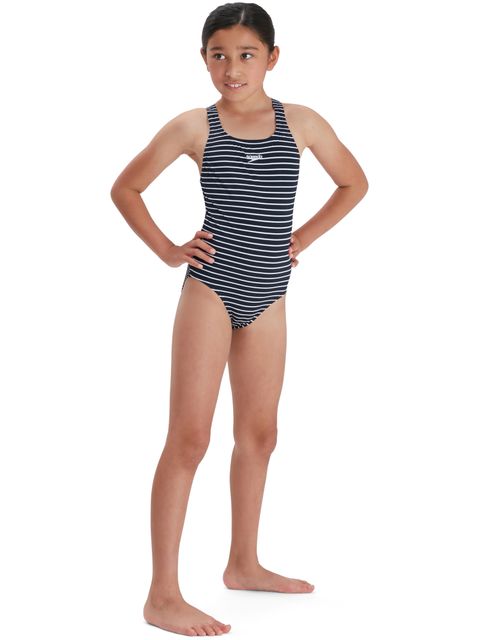 Speedo Printed Medalist One Piece - True Navy/White