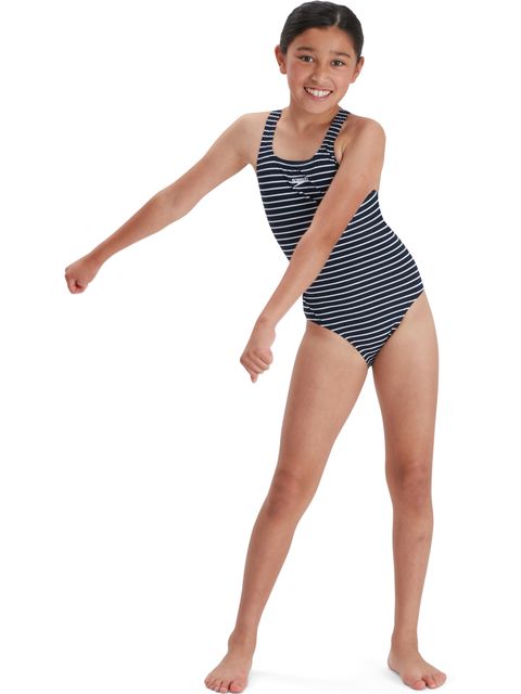 Speedo Printed Medalist One Piece - True Navy/White