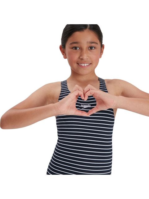 Speedo Printed Medalist One Piece - True Navy/White