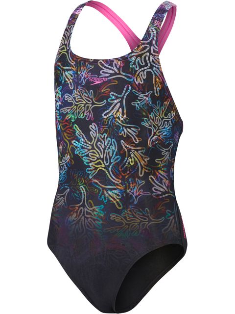 Speedo Medalist One Piece - Black/Orchid/Lemon