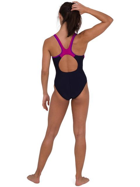 Speedo Splice Muscleback One Piece - True Navy/Violet/Diva