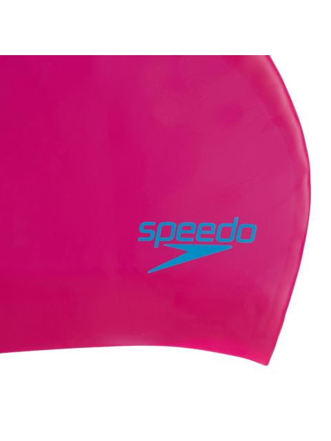 Speedo Junior Long Hair Swim Cap - Begonia Pink/Lapis Blue